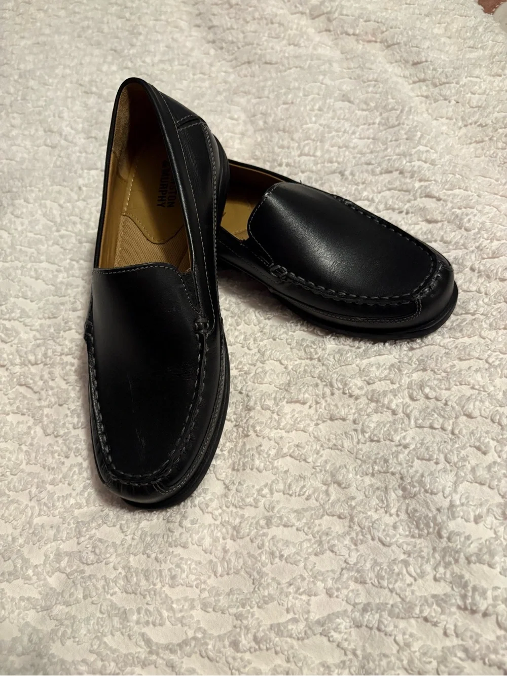Johnston & Murphy Black Leather Kids Slip-On Loafers